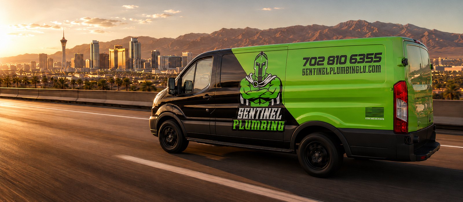 Sentinel Plumbing — reliable, local 5-star plumbing service. Office 702-812-0484 · Emergency 702-810-6355